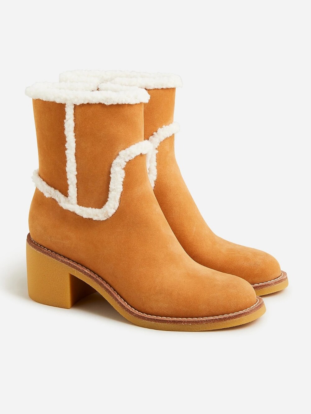 J.CREW Sherpa stacked heels in suede Sz 9